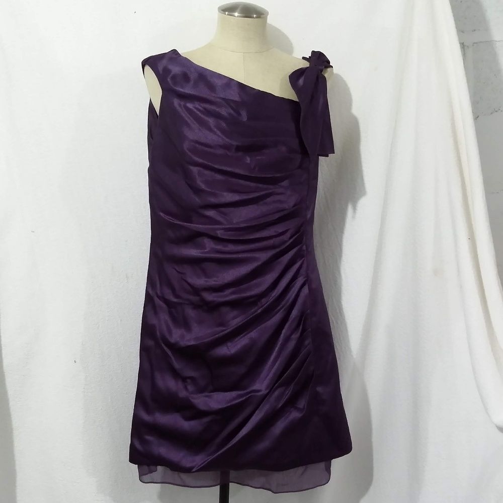 WHITE By Vera Wang Purple Hammered Satin Dress 14